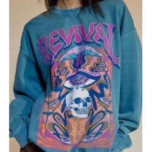 Urban Outfitters Revival Sweatshirt, Turquoise, Size L/XL